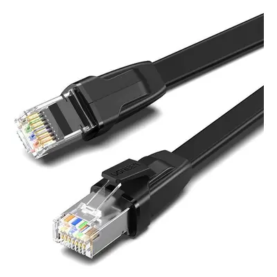 UGREEN NW134 plochý síťový kabel s kovovými zástrčkami, Ethernet RJ45, Cat.8, U/FTP, 3 m (černý)