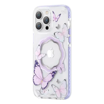 Kingxbar Butterfly Series magnetické pouzdro pro iPhone 14 Plus MagSafe butterfly case fialové