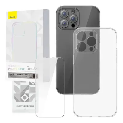 Baseus Corning protection kit průhledné pouzdro a tvrzené sklo pro iPhone 12 Pro Max