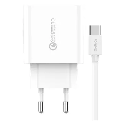 Foneng 1xUSB EU46 QC 3.0 síťová nabíječka + kabel USB typu C