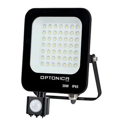 LED SMD reflektor s PIR čidlem Černá Body IP65 30W Teplá bílá