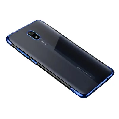 Průhledné barevné pouzdro gelové pouzdro s kovovým rámečkem Xiaomi Redmi 8A modré