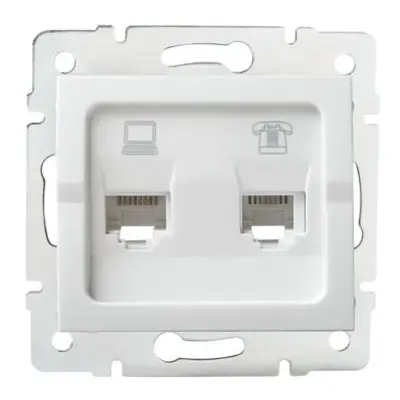 Kanlux 25112 LOGI Zásuvka datová-telefonní RJ45Cat 5e + RJ11 - bílá