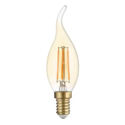 LED Filament Candle Žárovka C35T E14 Golden Glass Stmívatelná 4W Teplá bílá