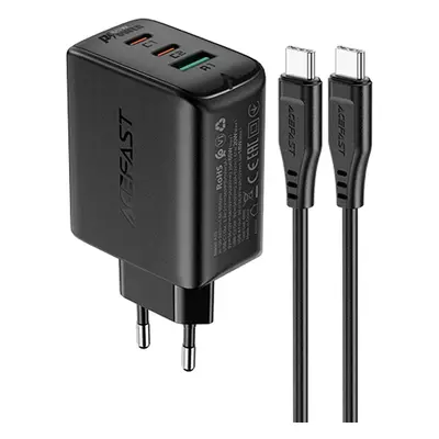 Síťová nabíječka Acefast 2 v 1 2x USB-C / USB-A 65W, PD, QC 3.0, AFC, FCP (sada s kabelem USB-C 