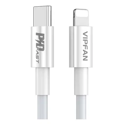 Kabel USB-C na Lightning Vipfan P01, 3A, PD, 1m (bílý)