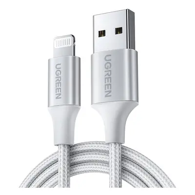 Kabel Lightning na USB UGREEN 2,4A US199, 2 m (stříbrný)