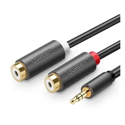 UGREEN AV109 Samec 3,5mm jack na 2x samice RCA (Cinch) kabel 0,25 m (černý)