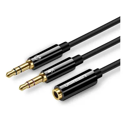 UGREEN AV140 Audio rozbočovač AUX sluchátka + mikrofon na 3,5 mm mini jack kabel, ABS (černý)