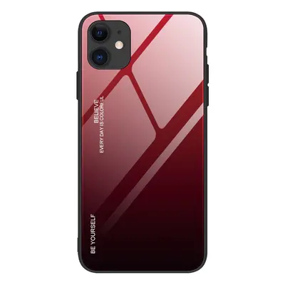 Pouzdro Gradient Glass s tvrzeným sklem na iPhone 12 mini černo-červené