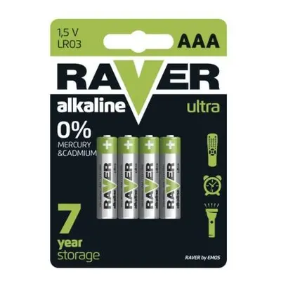 Alkalická baterie RAVER AAA (LR03) - 4 ks