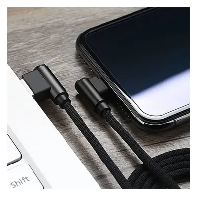 AM30 | Typ-C 1M | Úhlový nabíjecí USB kabel telefonu | Rychlé nabíjení 3.0 2.4A černá