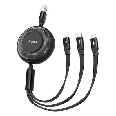 Kabel 3v1 USB na USB-C / Lightning / Micro USB, Mcdodo CA-3570, 1,2 m (černý)