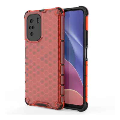 Pancéřové pouzdro Honeycomb s gelovým rámem Xiaomi Redmi K40 Pro+ / K40 Pro / K40 / Poco F3 červ