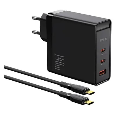 GaN 140W síťová nabíječka Mcdodo CH-2913 2x USB-C, USB-A (černá)