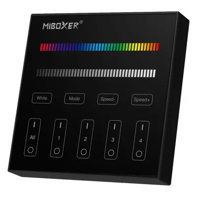 Nástěnný RF ovladač Mi-Light MIBOXER B3-B pro RGB+W LED pásky 4 okruhy, přisazený, černý