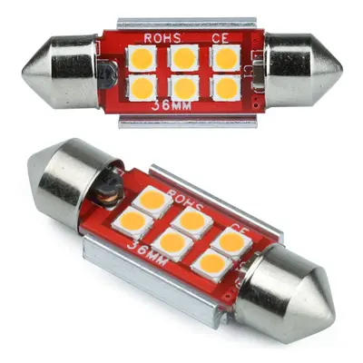 Auto LED žárovka C5W 6 SMD 3535 CAN BUS oranžová 36 mm