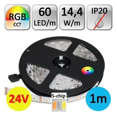 LED pásek 24V RGB+CCT 5-chip 5050 1m 14,4W/m 60LED/m