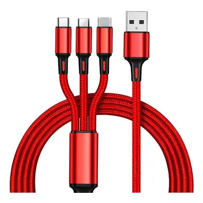 UC08-1.2M-3in1-Červená | Kabel 3v1 | USB – Micro USB, iPhone Lightning, Type-C červená