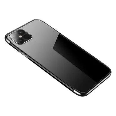 Průhledné barevné gelové pouzdro s kovovým rámečkem iPhone 12 Pro Max černé