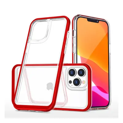 Průhledné pouzdro 3v1 pro iPhone 13 Pro gelový kryt s rámečkem červený