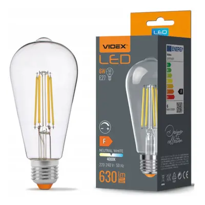 LED žárovka filament - E27 - 6W - ST64 - stmívatelná - neutrální bílá