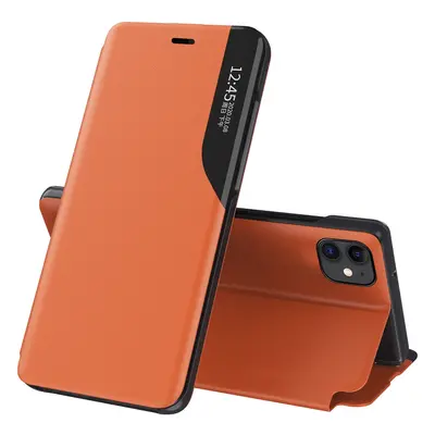 Eco Leather View Case elegantní pouzdro s flipovým krytem a funkcí stojánku iPhone 13 oranžové