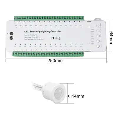 Smart LED ovladač TREP-03 12-24V 240W +2 PIR senzory pro jednobarevné osvětlení schodiště 3-28 