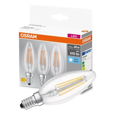 3PAK LED žárovka LED E14 B40 4W = 40W 470lm 4000K Neutrální 320° Filament OSRAM Base