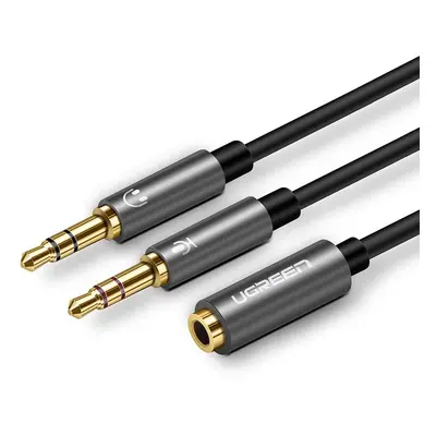 Rozbočovací kabel Ugreen AUX 3,5 mm mini jack (samice) - 2x 3,5 mm mini jack (samec - mikrofon a