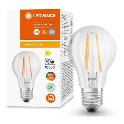 LED žárovka LED E27 A60 7,5W = 75W 1055lm 4000K Neutrální 300° CRI90 Filament Stmívatelná LEDVAN