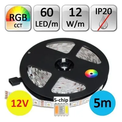 LED pásek 12W/m PRO 3Y 60 LED/m 5050 SMD RGB+CCT