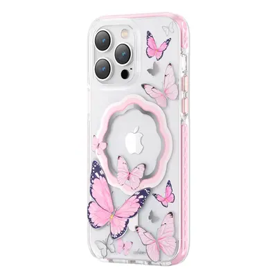 Kingxbar Butterfly Series magnetické pouzdro pro iPhone 14 Plus MagSafe butterfly case růžové