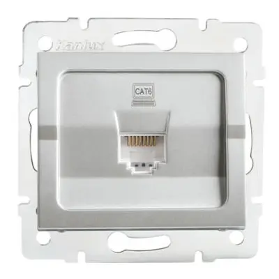 Kanlux 25227 LOGI Datová zásuvka RJ45Cat 6 Jack - stříbrná