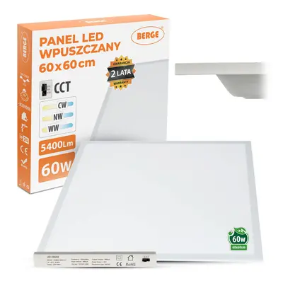 LED panel CCT - 60W - 60x60 cm - zapuštěný