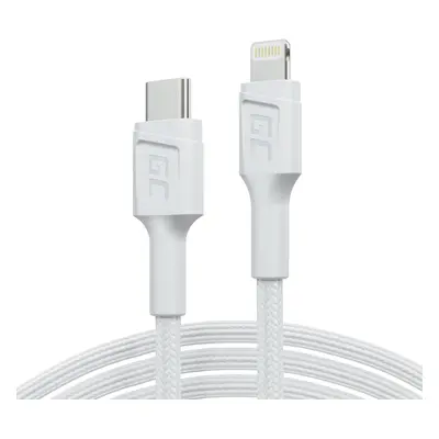 bílé USB-C - Lightning MFi 1m kabel pro Apple iPhone Green Cell PowerStream, s Power-Delivery ry