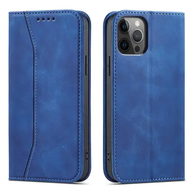 Magnet Fancy Case pro iPhone 12 Pro Max peněženkové pouzdro stojánek na karty modré