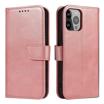 Peněženkové pouzdro s klopou pro iPhone 15 Plus Magnet Case - růžové