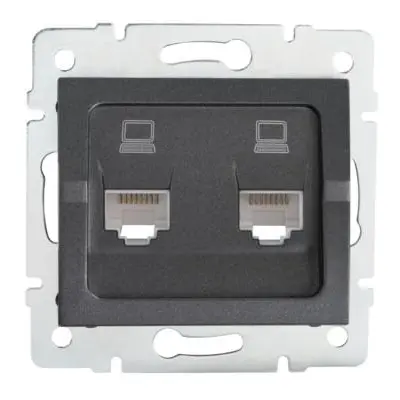 Kanlux 25287 LOGI Dvojitá datová zásuvka nezávislá 2xRJ45Cat 5e Jack - grafit