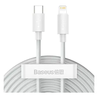 Baseus Simple Wisdom kabel USB-C na Lightning, PD, 20W, 1,5m (bílý) 2ks.