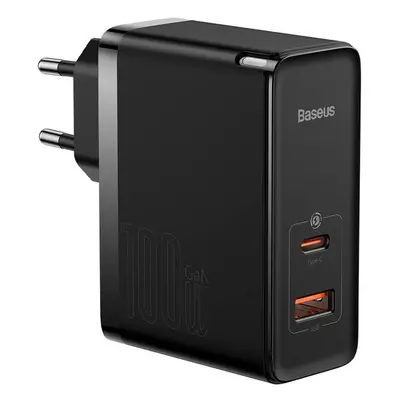 Síťová nabíječka Baseus GaN5 Pro, USB-C + USB, 100 W + kabel (černá)