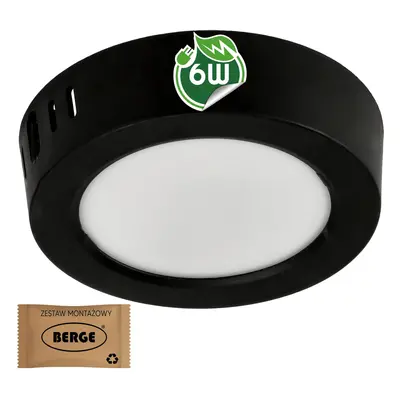 Kulatý LED panel černý - přisazený - 6W - PC - neutrální bílá