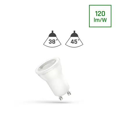 LED MR11 GU10 230V 2W SMD 45DEG Studená bílá WITH LENS SPECTRUM