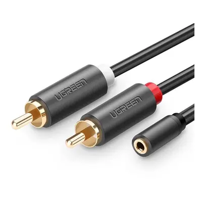 UGREEN AV102 2x RCA (Cinch) jack 3,5 mm kabel 0,25 m (černý)