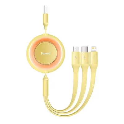 Kabel 3 v 1 Baseus Bright Mirror 2 USB, micro USB / Lightning / USB-C, plochý, 3,5 A, 1,1 m (žlu