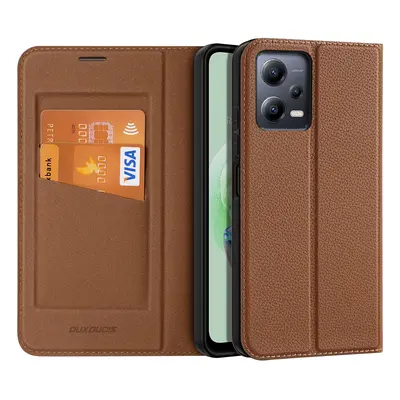 Dux Ducis Skin X2 pouzdro pro Xiaomi Redmi Note 12 5G / Poco X5 5G flip cover wallet stand brown