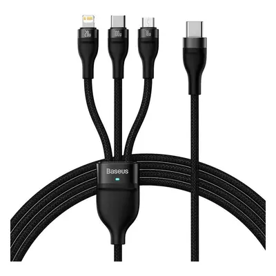 Kabel USB 3 v 1 Baseus Flash Series 2, USB-C + micro USB + Lightning, 100 W, 1,5 m (černý)