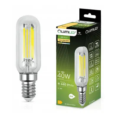 LED žárovka E14 T25 4W = 40W 440lm 3000K Teplá Filament LUMILED