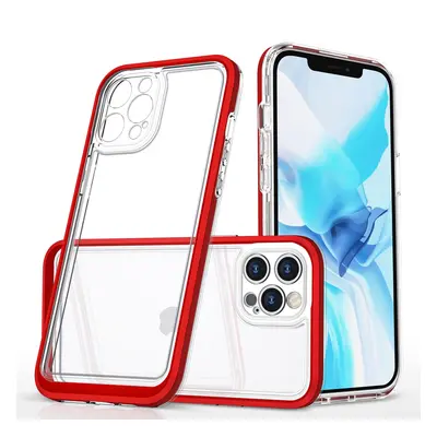 Průhledné pouzdro 3v1 pro iPhone 12 Pro gelový kryt s rámečkem červený