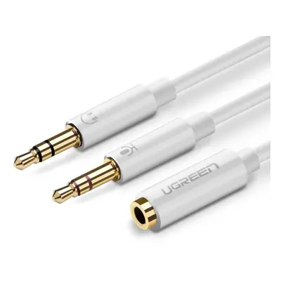 UGREEN AV140 Audio rozbočovač AUX sluchátka + mikrofon na 3,5 mm mini jack kabel, 28 cm, ABS (bí